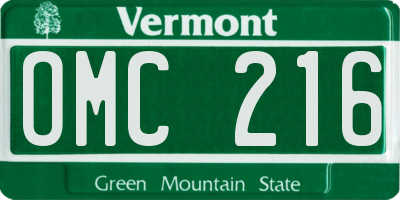 VT license plate OMC216