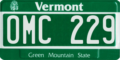 VT license plate OMC229