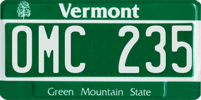 VT license plate OMC235