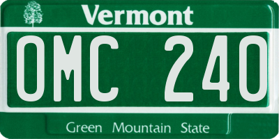 VT license plate OMC240