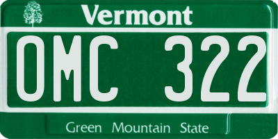 VT license plate OMC322