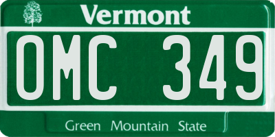 VT license plate OMC349