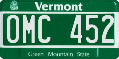 VT license plate OMC452