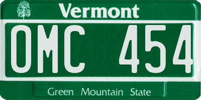 VT license plate OMC454