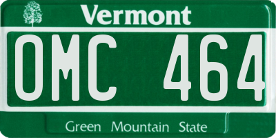VT license plate OMC464