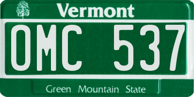 VT license plate OMC537