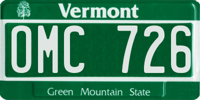 VT license plate OMC726
