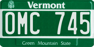 VT license plate OMC745