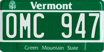 VT license plate OMC947