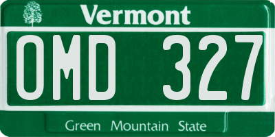 VT license plate OMD327