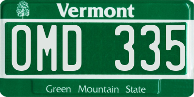 VT license plate OMD335