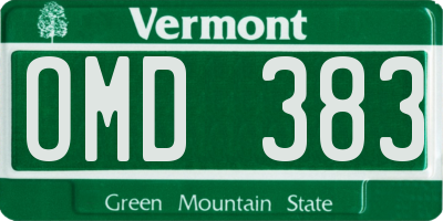 VT license plate OMD383