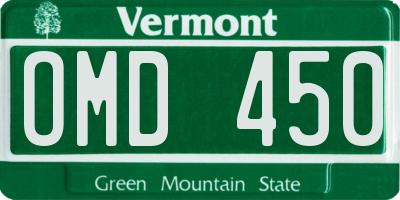 VT license plate OMD450