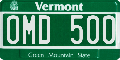 VT license plate OMD500