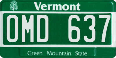 VT license plate OMD637