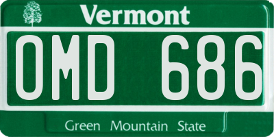 VT license plate OMD686