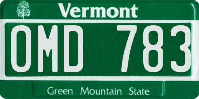 VT license plate OMD783
