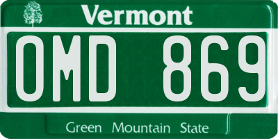 VT license plate OMD869
