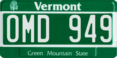 VT license plate OMD949