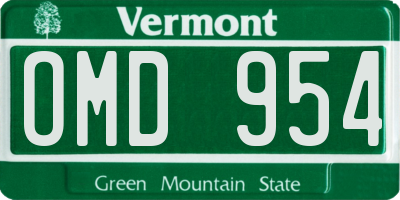 VT license plate OMD954