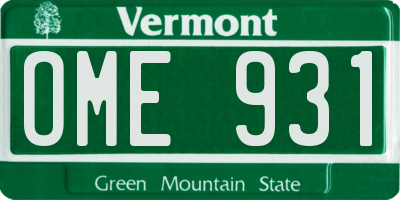 VT license plate OME931