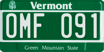 VT license plate OMF091