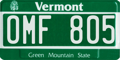 VT license plate OMF805