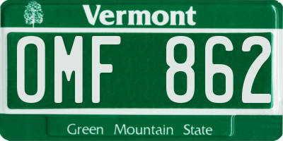 VT license plate OMF862