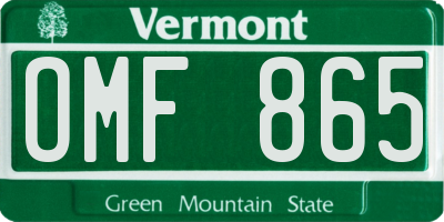 VT license plate OMF865