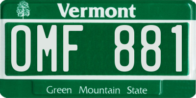 VT license plate OMF881
