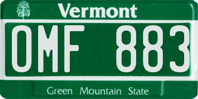 VT license plate OMF883