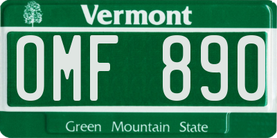 VT license plate OMF890