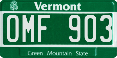 VT license plate OMF903