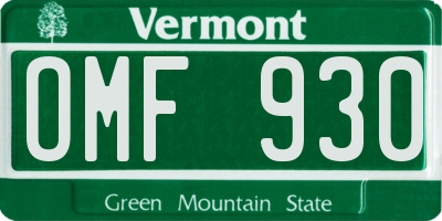 VT license plate OMF930