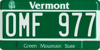 VT license plate OMF977