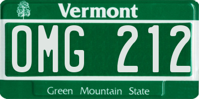 VT license plate OMG212