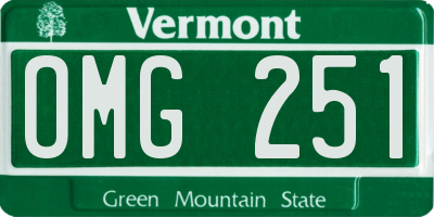 VT license plate OMG251