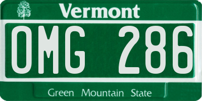 VT license plate OMG286