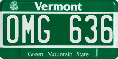 VT license plate OMG636
