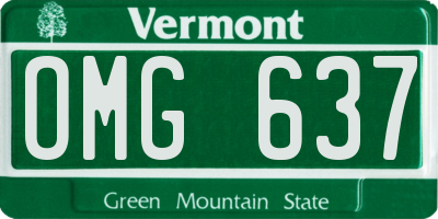 VT license plate OMG637