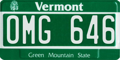 VT license plate OMG646