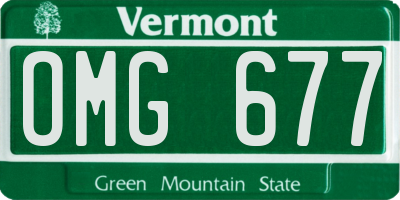 VT license plate OMG677