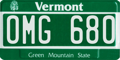 VT license plate OMG680