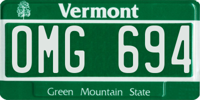 VT license plate OMG694