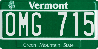 VT license plate OMG715