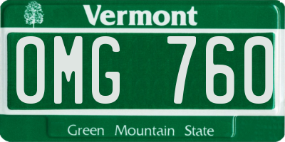 VT license plate OMG760