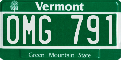 VT license plate OMG791