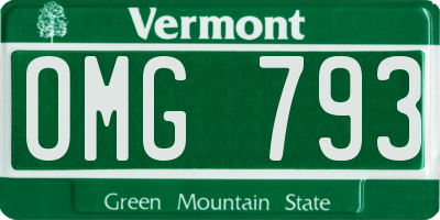 VT license plate OMG793