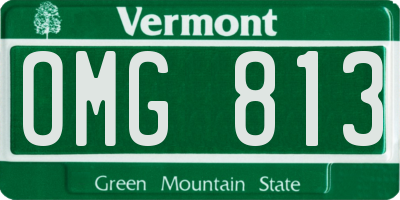VT license plate OMG813