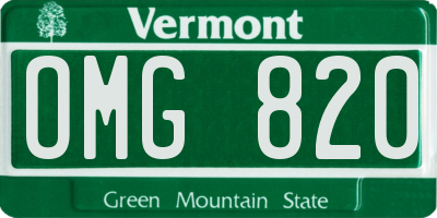 VT license plate OMG820